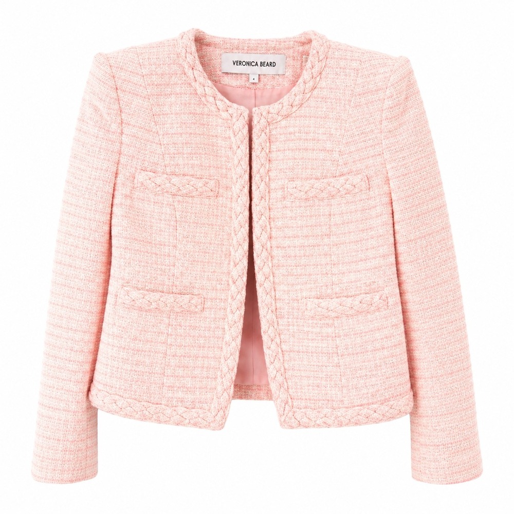 Veronica Beard Bryne Tweed Jacket in Light Pink New Without Tags Size 4 Blazer - Picture 11 of 12